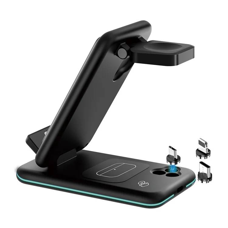 V15 3-in-1 Folding Wireless Charger for Mobile Phone / Headset / Watch 15W Max Charging Station - White