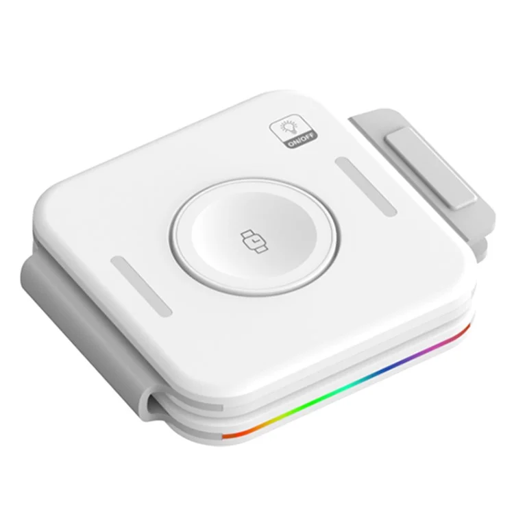 F25 15W 2-in-1 Mobile Phone Magnetic Wireless Charger Folding Portable Slim Charging Station with Colorful Lights - White