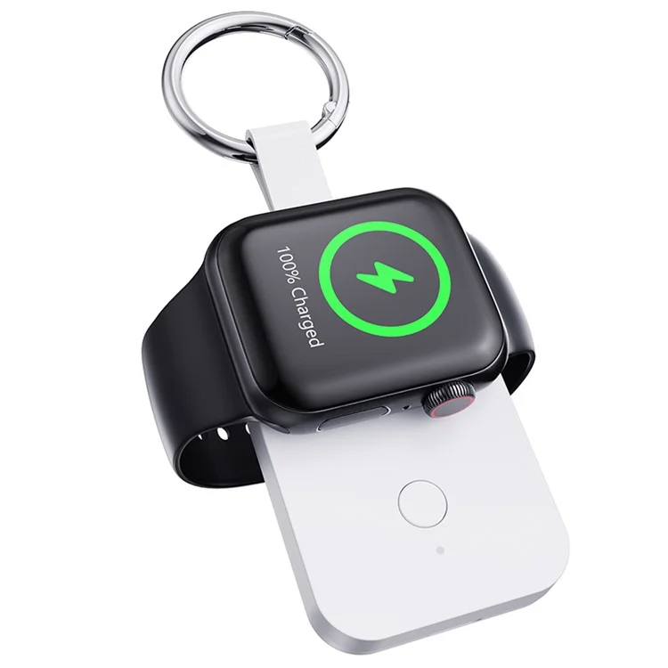 Портативное магнитное зарядное устройство для часов Apple Watch Ultra / Series 8 7 SE 6 5 4 3 2 / Watch Nike, аккумулятор 1000 мАч, брелок - белый