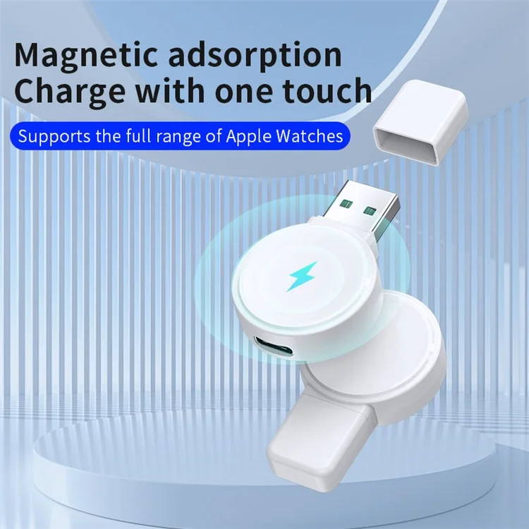 Chargeur sans fil magnétique mini pour Apple Watch Series 1-8 JJT-X53 - Blanc