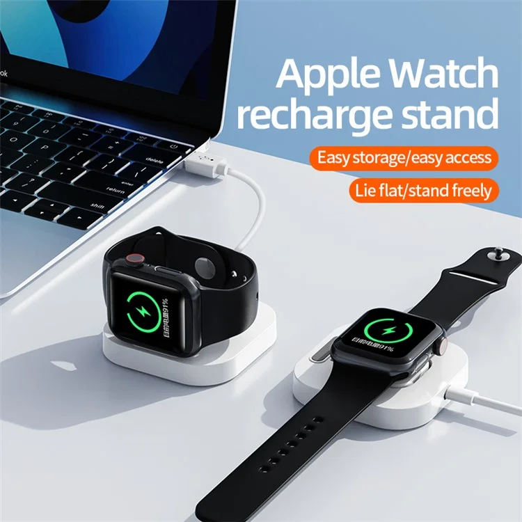 JJT-A56 Per Apple Watch Series 1-8 Caricabatterie Smartwatch Portatile Magnetico Wireless - Bianco
