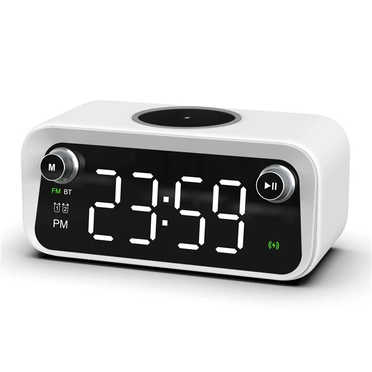 W218 Wireless Charger Phone Charger Alarm Clock with Night Light Bluetooth-compatible Speaker FM Radio