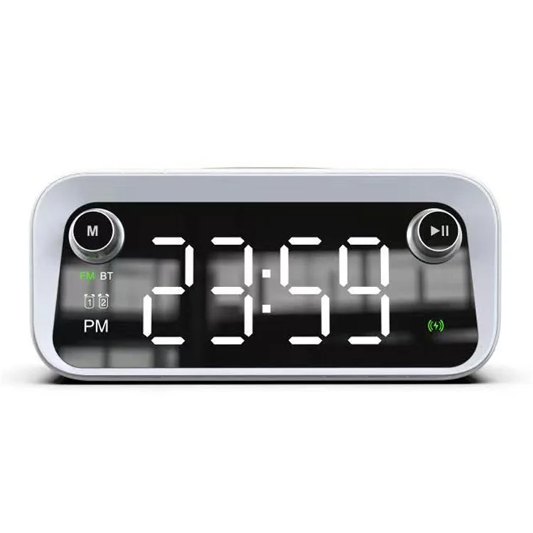 W218 Wireless Charger Phone Charger Alarm Clock with Night Light Bluetooth-compatible Speaker FM Radio