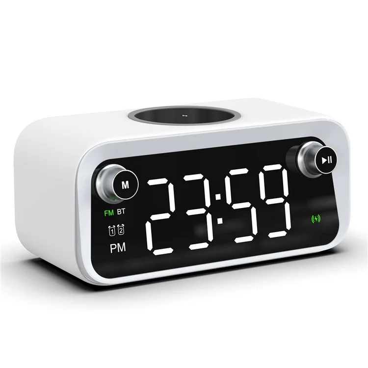 W218 Wireless Charger Phone Charger Alarm Clock with Night Light Bluetooth-compatible Speaker FM Radio