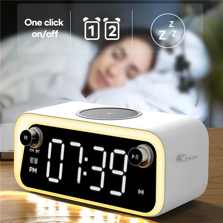 W218 Wireless Charger Phone Charger Alarm Clock with Night Light Bluetooth-compatible Speaker FM Radio