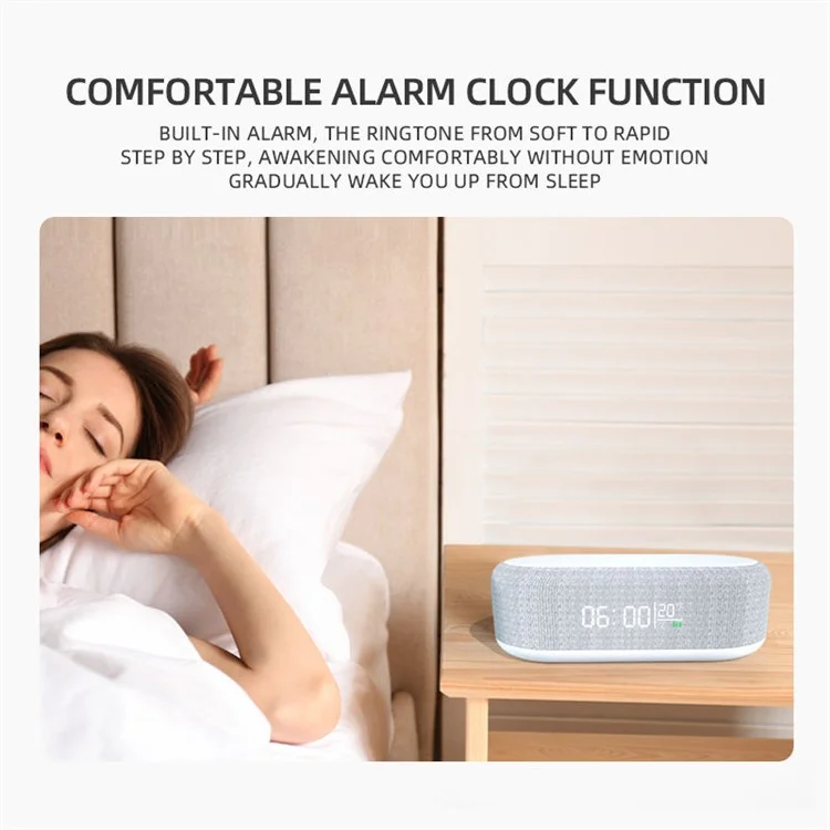 W852 Alarm Clocks 15W Wireless Charger 3 Modes Stepless Dimmable Night Lights with Temperature Display