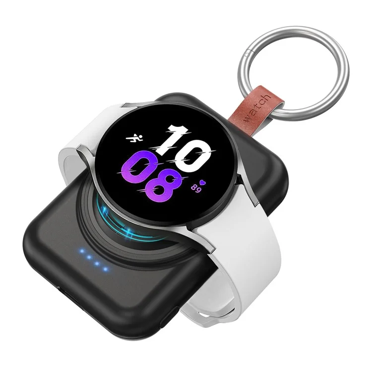 A-03 1800mAh Mini Power Bank per Samsung Galaxy Watch 6 / 5 / 5 Pro / 4 / 3 / Active / Active 2 Caricatore Wireless Portatile - Nero