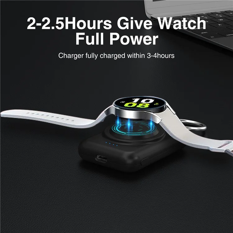 A-03 1800mAh Mini Power Bank per Samsung Galaxy Watch 6 / 5 / 5 Pro / 4 / 3 / Active / Active 2 Caricatore Wireless Portatile - Nero