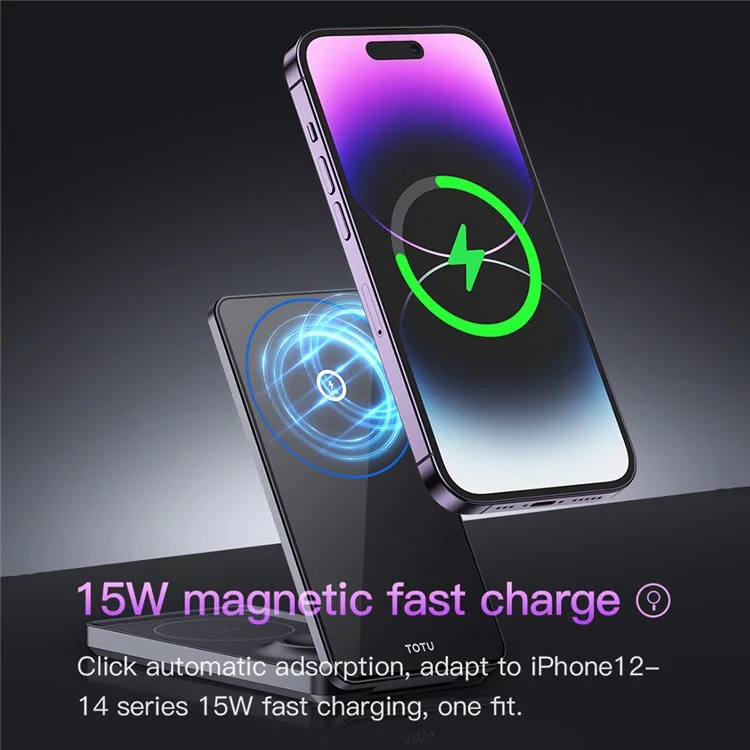 TOTU CACW-075 Mecha Series 3-in-1 Chargeur sans fil magnétique pliable Station de charge de bureau pour téléphone