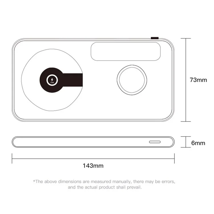 TOTU CACW-065 Ming Series 2-em-1 Carregador Magnético Sem Fio para Celular, Base de Carregamento Slim e Portátil para Smartwatch