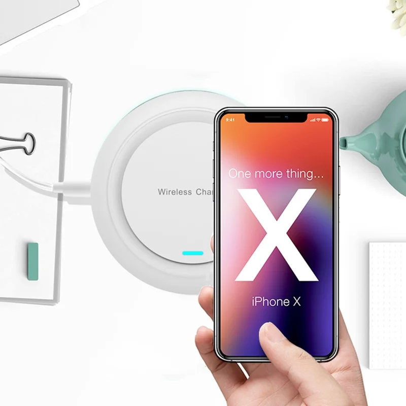 SP-Q18 Mobile Phone Round Wireless Charger Desktop 15W Fast Charging Panel - White