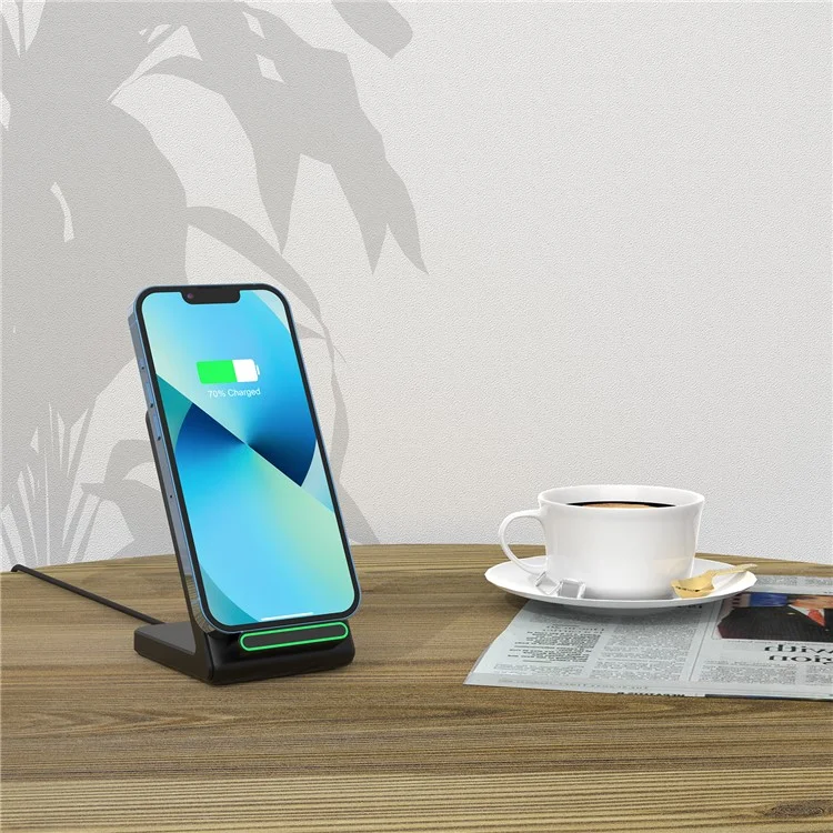 YF-F3 15W Fast Wireless Charging Stand for iPhone Samsung Huawei Google Mobile Phone Desktop Cordless Charger (CE, FCC) - Black