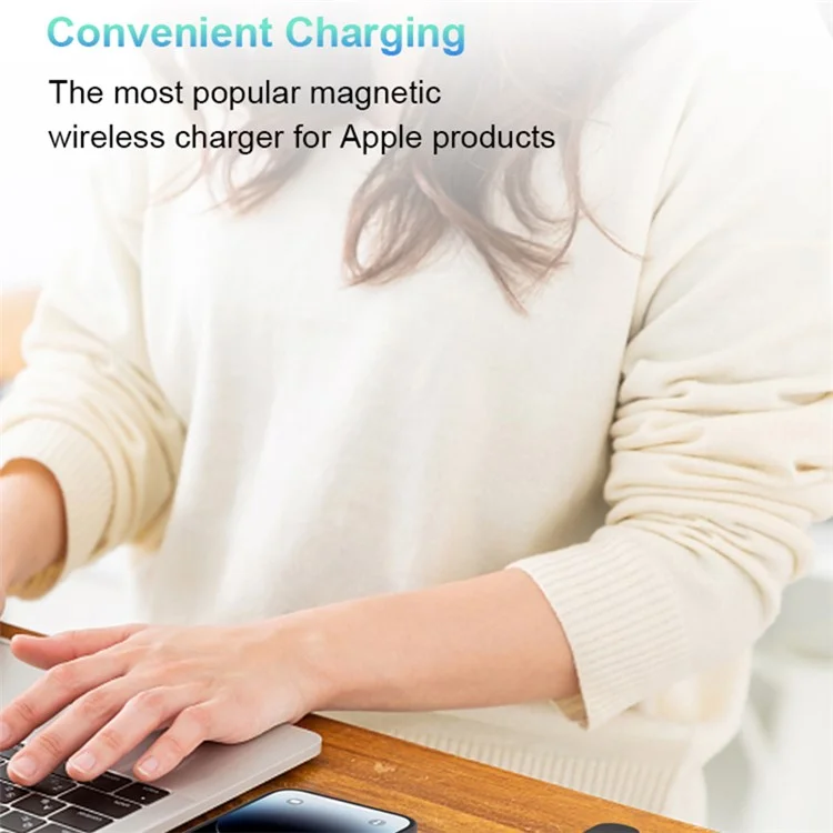 M16 3 em 1 Carregador Sem Fio Magnético de 15W para iPhone, AirPods, iWatch Pad de Carregamento Rápido Dobrável Compatível com MagSafe - Preto