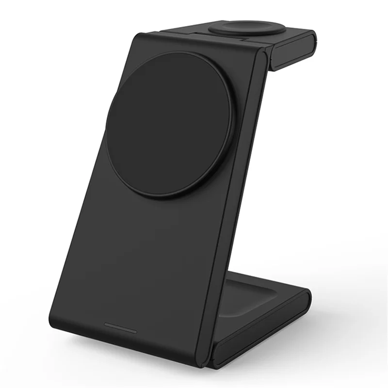 M10 Cargador inalámbrico magnético 3 en 1 para iPhone 12 / 13 / 14 / 15 Series Compatible con MagSafe 15W Estación de carga plegable - Negro