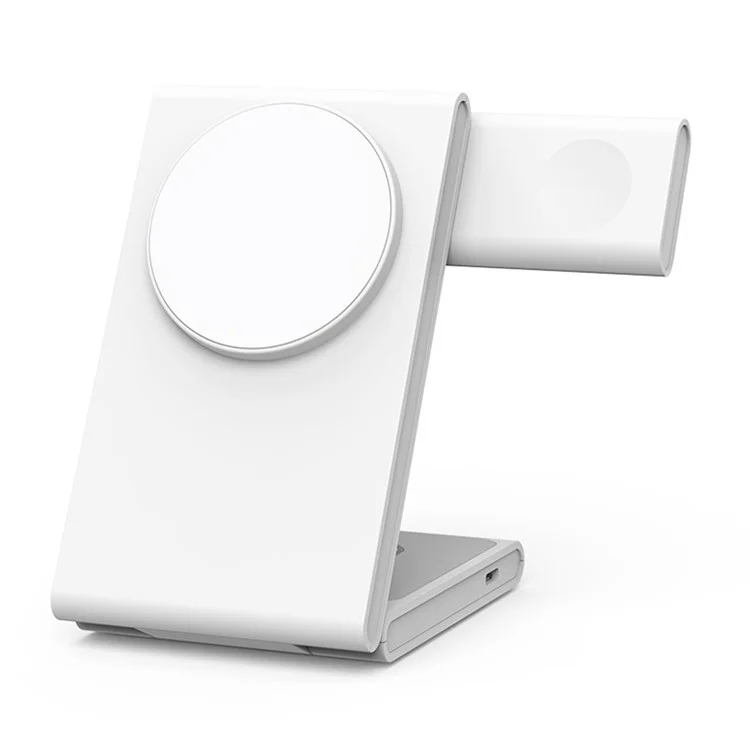 Складная подставка для зарядки M5 15 Вт для iPhone 12-15 / iWatch / AirPods, магнитная беспроводная зарядка (CE, FCC, RoHS, UKCA) - белая