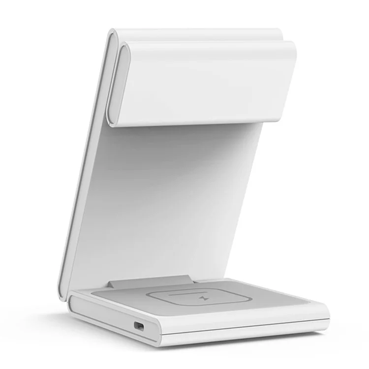 Складная подставка для зарядки M5 15 Вт для iPhone 12-15 / iWatch / AirPods, магнитная беспроводная зарядка (CE, FCC, RoHS, UKCA) - белая
