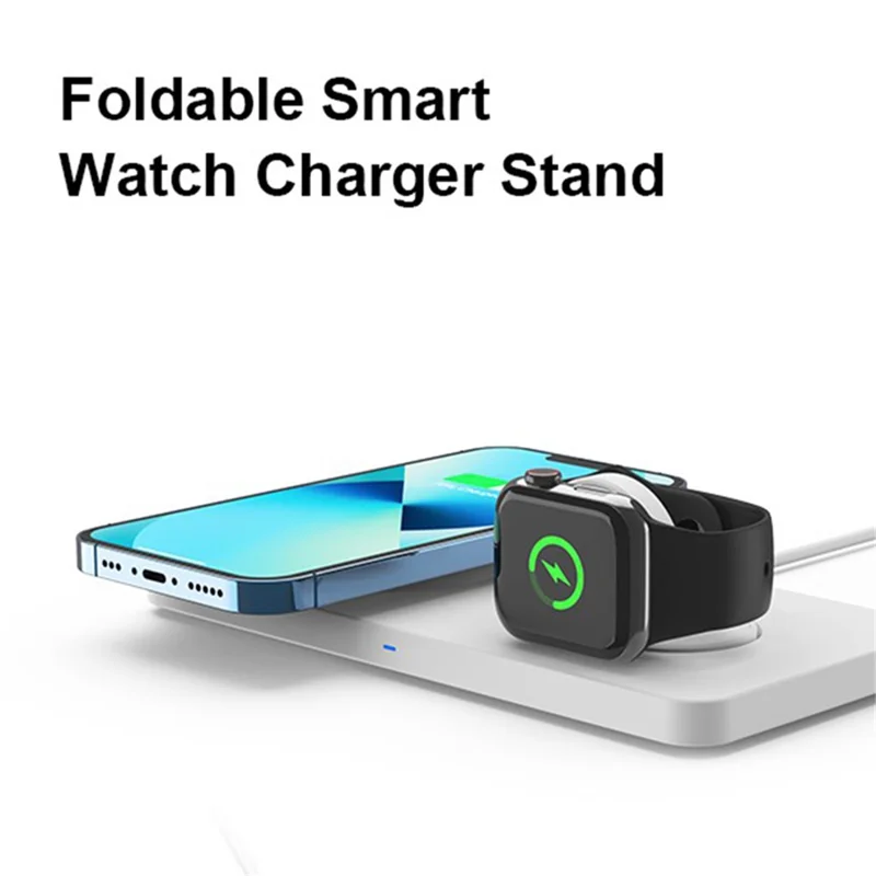 M13 2-in-1 Magnetic Wireless Charger Pad for AirPods / iPhone / Apple Watch (CE / FCC / ROHS / UKCA / IC-ID Certificate) - Black+Black Silicone