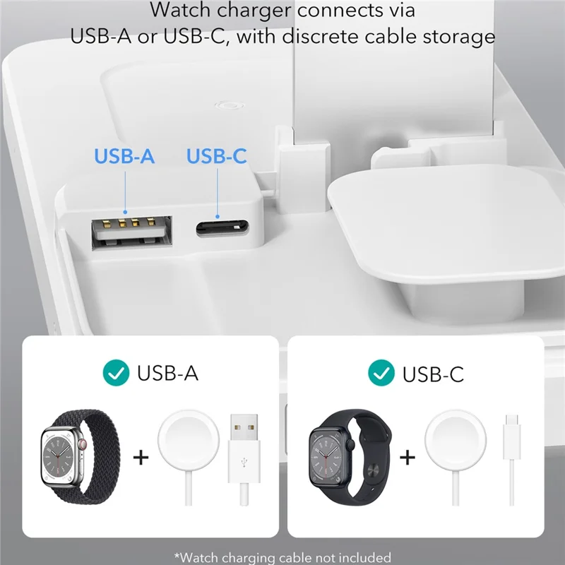 ESR 6E004 5-in-1 Wireless Charger 65W Magnetic Charging Station for Apple Multiple Devices - White / EU Plug