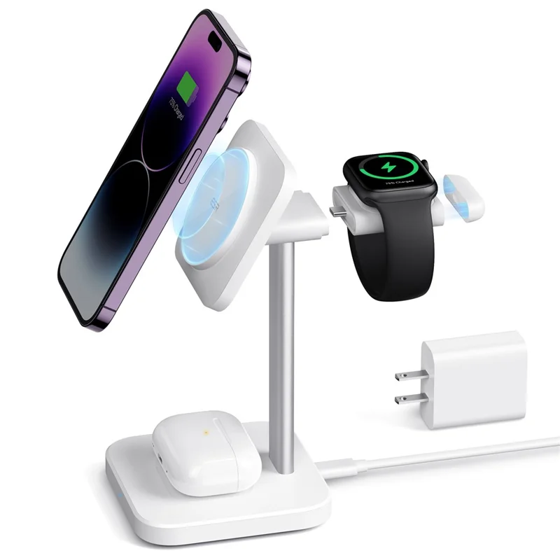 ESR 2C566 3-in-1 Magnetic Wireless Charger Removable Made for Apple Watch Certified Charger - White / US Plug