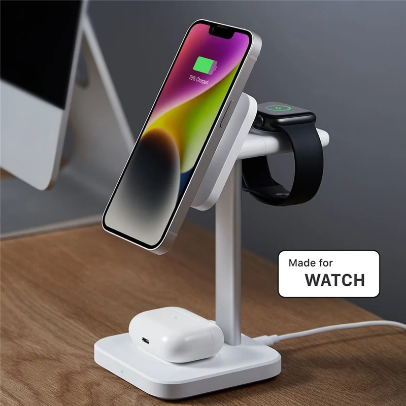ESR 2C566 3-in-1 Magnetic Wireless Charger Removable Made for Apple Watch Certified Charger - White / US Plug