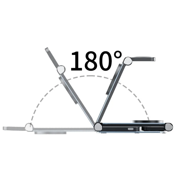 IFORCE T9 Faltbares 3-in-1 Desktop 15W Kabelloses Ladegerät für Mobiltelefon, Kopfhörer, Uhrenladegerät - Dunkelgrau