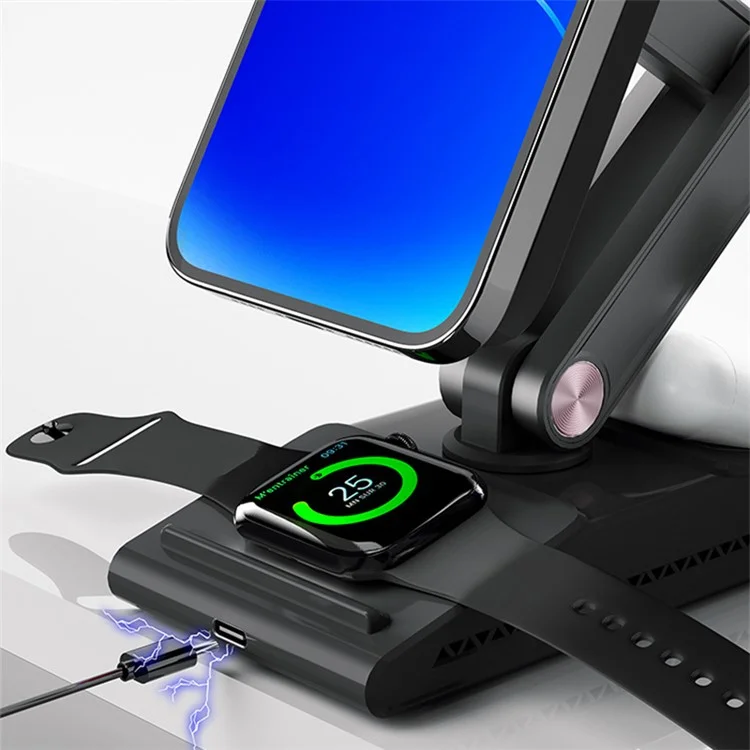 F2 3 in 1 Wireless Charging Station Foldable Magnetic Charger Stand for Phone / Earbuds / Watch - Pink
