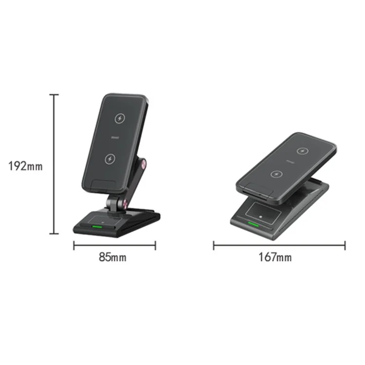 F2 3 in 1 Wireless Charging Station Foldable Magnetic Charger Stand for Phone / Earbuds / Watch - Pink