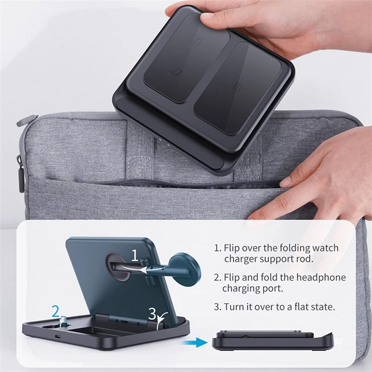 F16A For Samsung Watch Foldable Phone Wireless Charger Earphone Direct Charging Stand