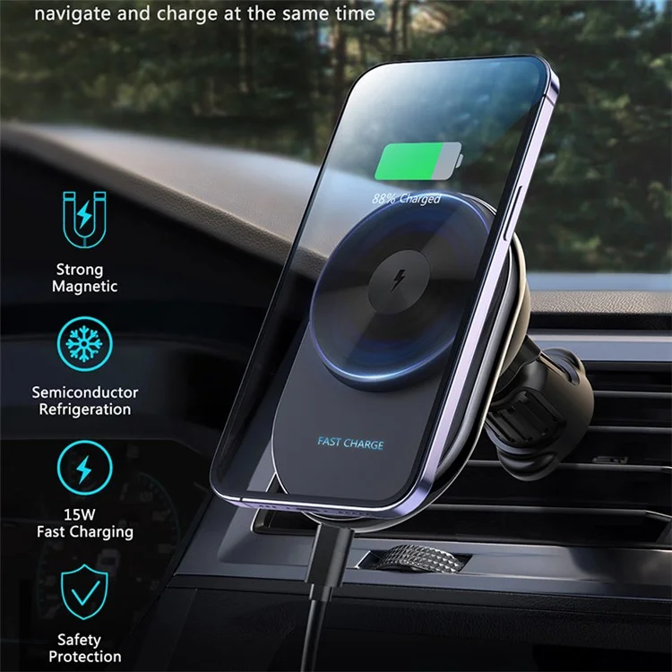S18 Car Air Outlet Hook Semiconductor Cooling Magnetic Wireless Charger