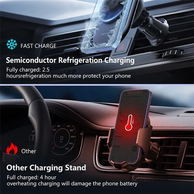 S18 Car Air Outlet Hook Semiconductor Cooling Magnetic Wireless Charger