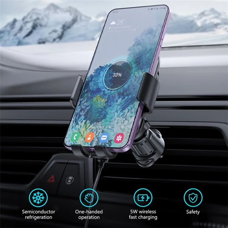 Z100A Semiconductor Cooling Dual Coil Car Wireless Charger für iPhone 15 / Samsung Galaxy Z Flip