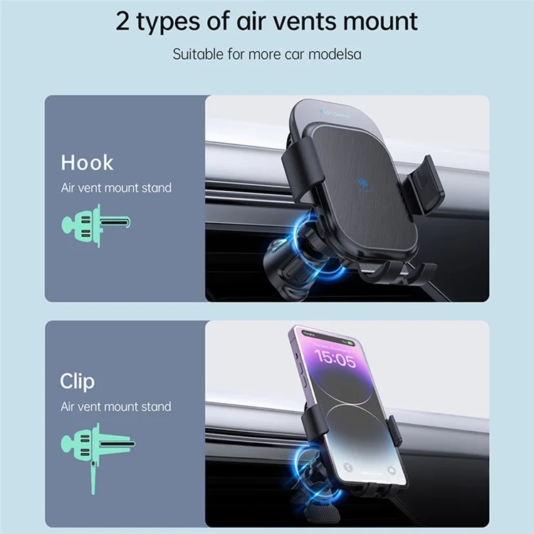 Z100A Semiconductor Cooling Dual Coil Car Wireless Charger für iPhone 15 / Samsung Galaxy Z Flip