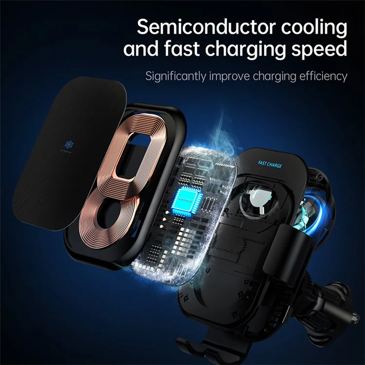 Z100A Semiconductor Cooling Dual Coil Car Wireless Charger für iPhone 15 / Samsung Galaxy Z Flip