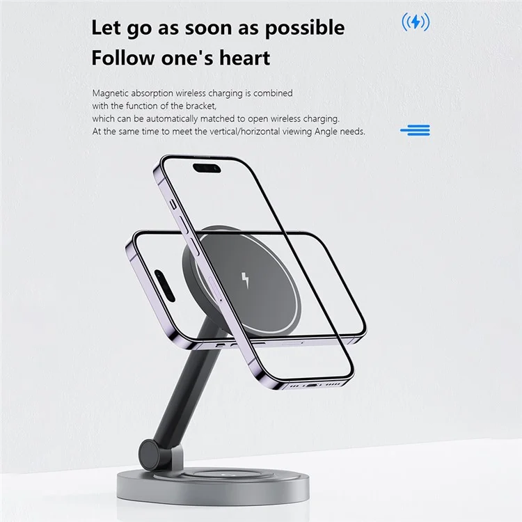 W14 3-in-1 Magnetic Wireless Charger for iPhone 12-15 Series, iWatch, AirPods Charging Stand