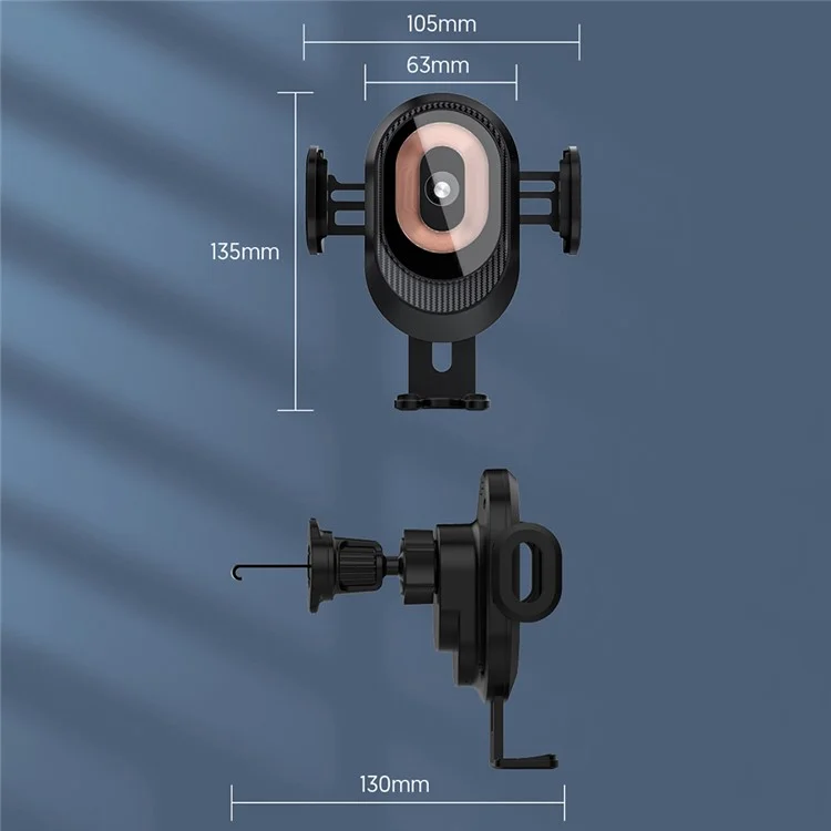 X16 Punk Style Car Wireless Charger 3-Axis Touch-Sensitive Mobile Phone Holder (No Capacitor)