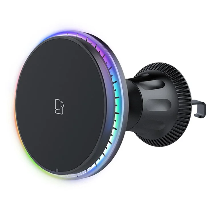 HS-X11 For iPhone 12-15 Series Car Magnetic Wireless Charger 15W Air Vent Mount Phone Charging Stand - Colorful Light