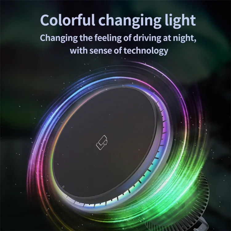 HS-X11 For iPhone 12-15 Series Car Magnetic Wireless Charger 15W Air Vent Mount Phone Charging Stand - Colorful Light