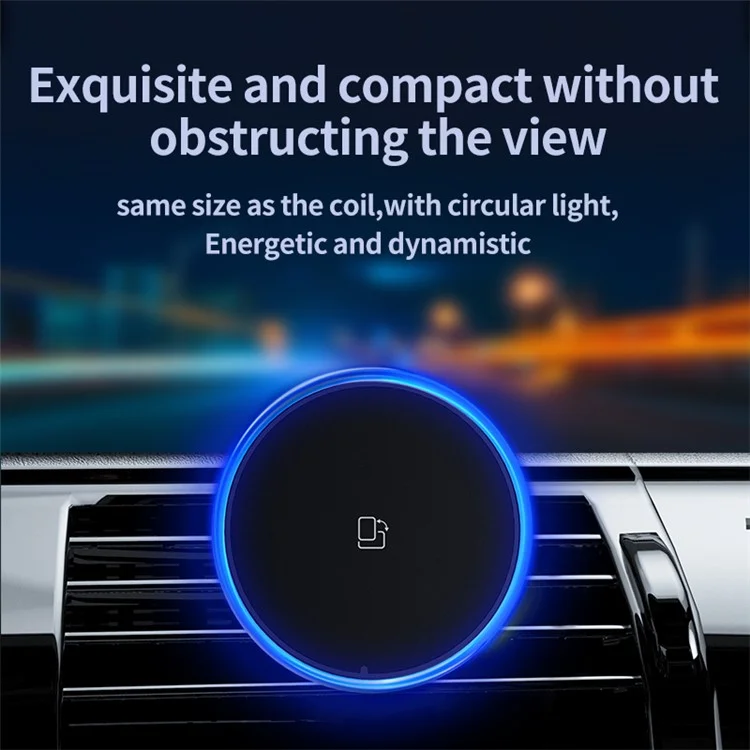 HS-X11 For iPhone 12-15 Series Car Magnetic Wireless Charger 15W Air Vent Mount Phone Charging Stand - Colorful Light
