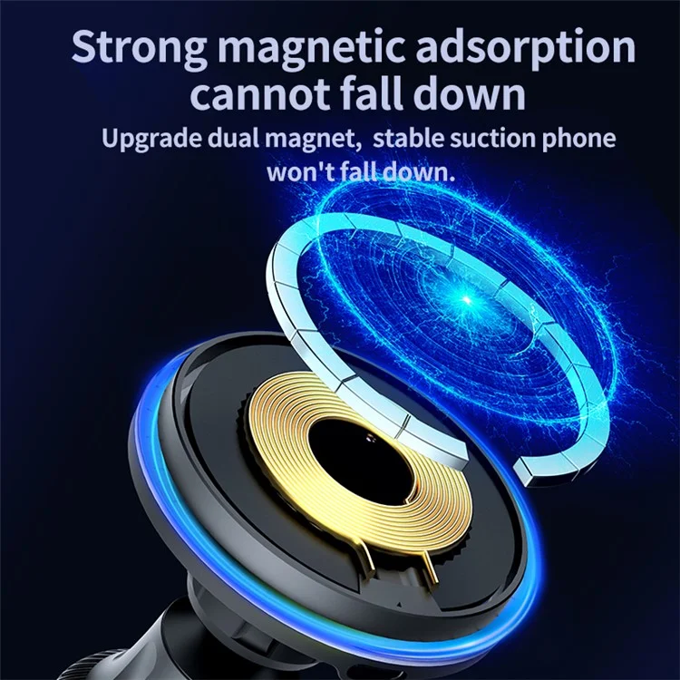 HS-X11 For iPhone 12-15 Series Car Magnetic Wireless Charger 15W Air Vent Mount Phone Charging Stand - Colorful Light