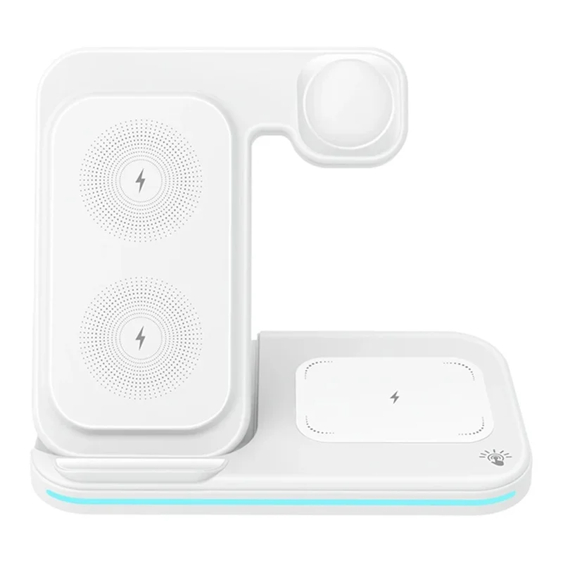 OJD-95 3-in-1 15W Foldable Wireless Charger Phone Watch Earphone Charging Stand with Light - White