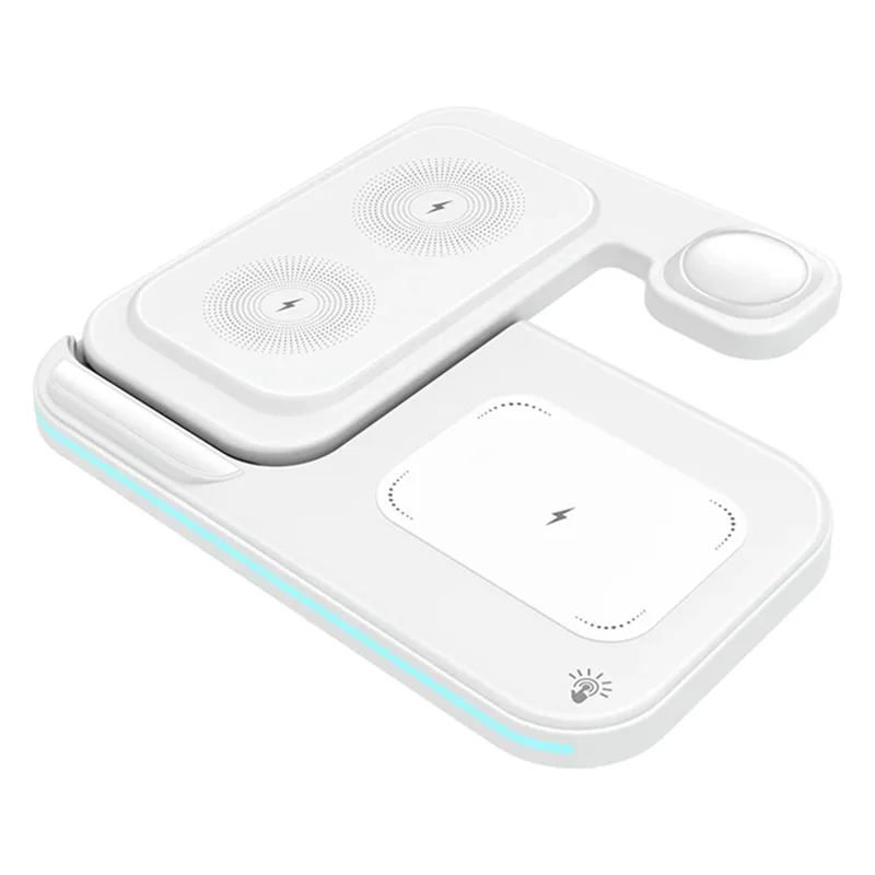 OJD-95 3-in-1 15W Foldable Wireless Charger Phone Watch Earphone Charging Stand with Light - White