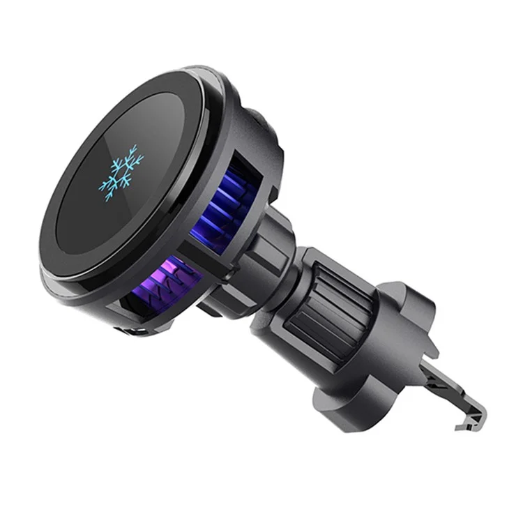 Q7 Semiconduttore di raffreddamento per auto Vent d'aria Caricatore wireless magnetico da 15 W con luce RGB