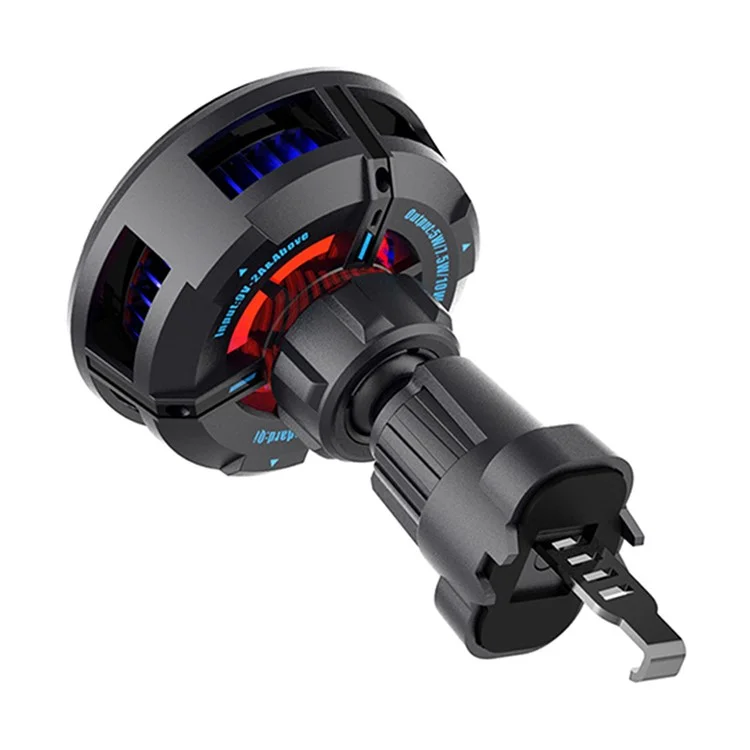Q7 Semiconduttore di raffreddamento per auto Vent d'aria Caricatore wireless magnetico da 15 W con luce RGB