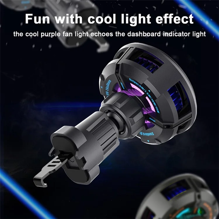 Q7 Semiconduttore di raffreddamento per auto Vent d'aria Caricatore wireless magnetico da 15 W con luce RGB