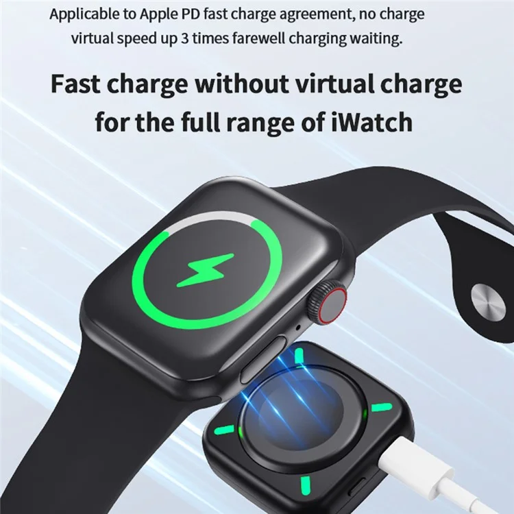 W03 Wireless Charger 2580mAh Wireless Charging Station Type-C Power Bank Compatible with Apple iWatch Phone Earphone - White