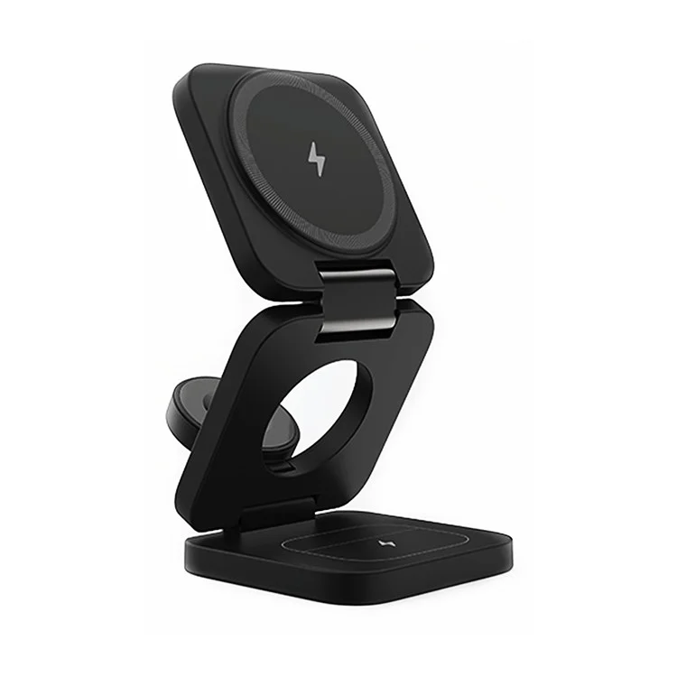 KU XIU X55 Chargeur sans fil pliable pour iPhone, chargeur sans fil magnétique pour Apple Watch AirPods - Noir