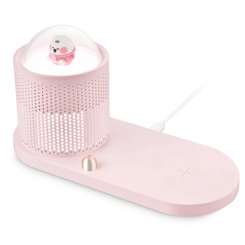 ICARER FAMILY Touch Sensor Cartoon Night Light Wireless Charger Pad for Mobile Phone - Pink