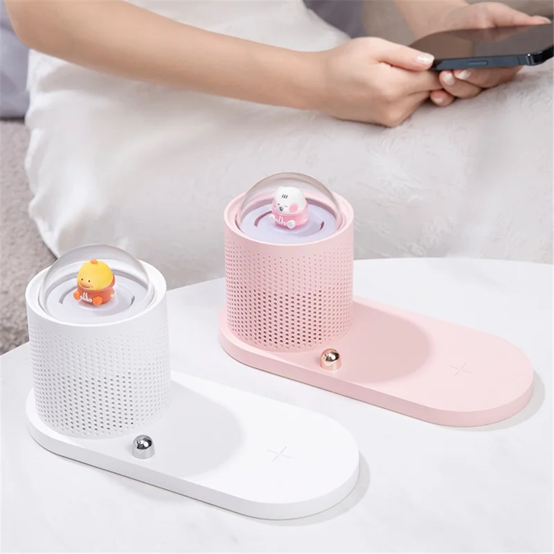 ICARER FAMILY Touch Sensor Cartoon Night Light Wireless Charger Pad for Mobile Phone - Pink