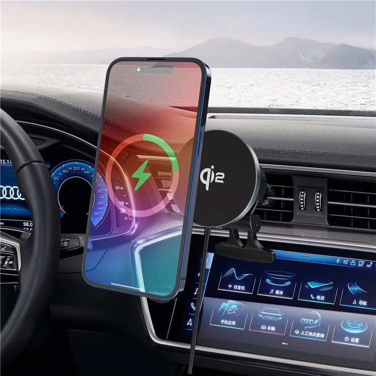 IC-30CQ Chargeur sans fil magnétique 15W QI2 Chargeur rapide Support de voiture