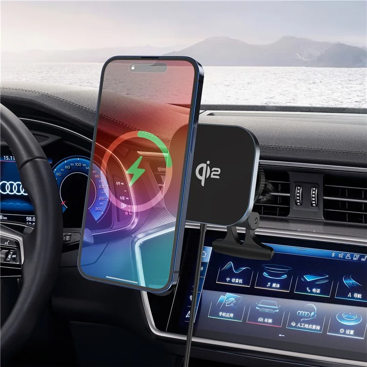 Magnetic Wireless Car Charger Qi2 15W Fast Charging Car Air Vent Clip Phone Mount